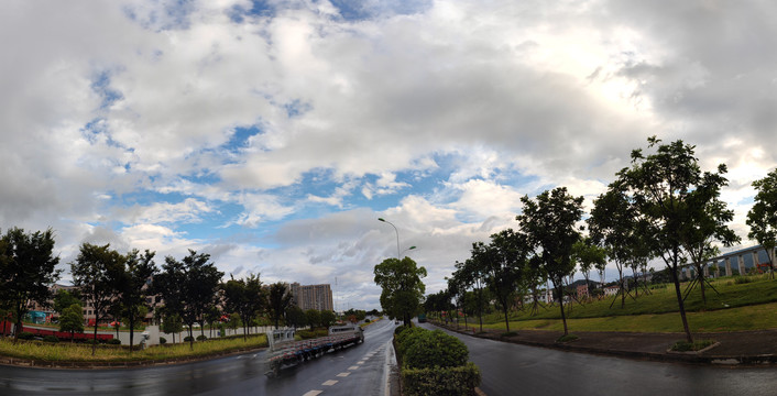 城市马路透视风景