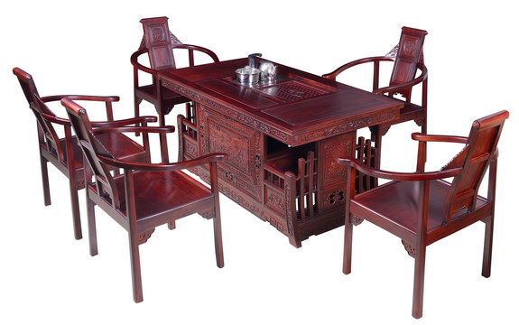 中式古典红木家具茶桌系列