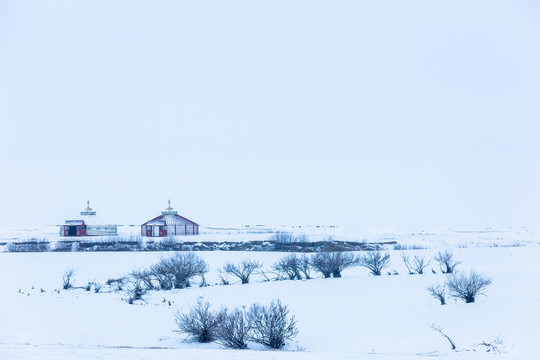 冬季雪原蒙古包