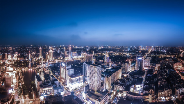 航拍江苏南通夜景