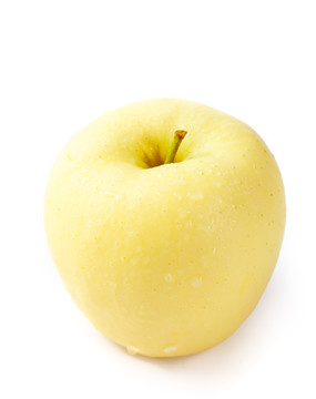 白底上的黄香蕉苹果