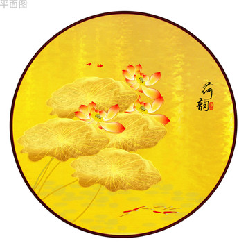 圓形金色荷花