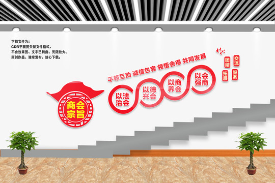 商會(huì)樓梯樓道文化墻