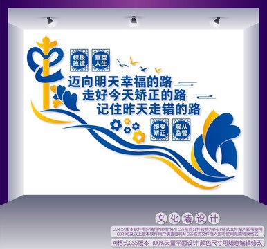 矯正中心樓梯文化墻