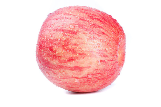白底上的红富士苹果