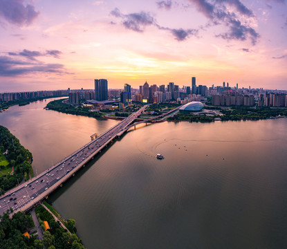 沈阳浑河夜景商圈金融中心美景航