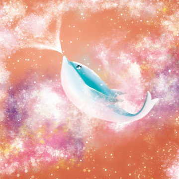 海豚星空背景