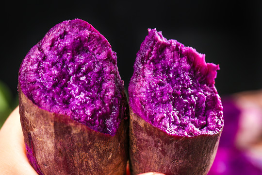 手里拿着紫番薯