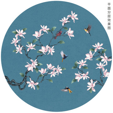 工筆玉蘭花鳥(niǎo)