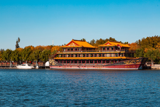 北京通州京北运河的游船