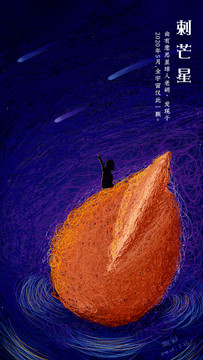 原創(chuàng)百香籽手繪風(fēng)線圈插畫刺芒