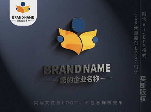 看书小人logo书本标志设计