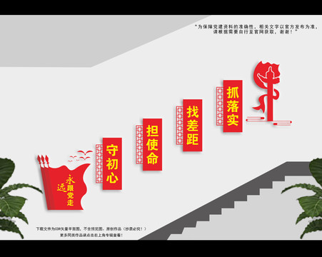 不忘初心樓梯文化墻