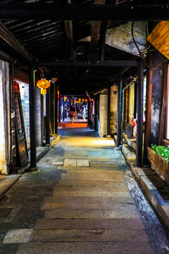 西塘古镇风雨长廊夜景