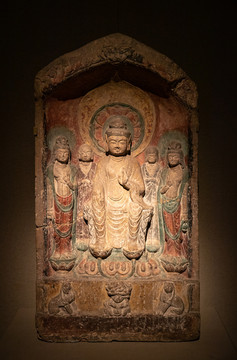 唐代彩绘弥勒像龛