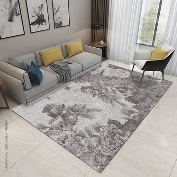 现代抽象富贵花灰色地毯地垫