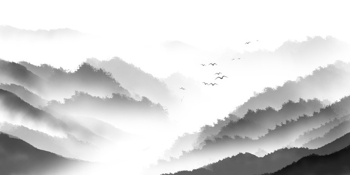 水墨云霧山水