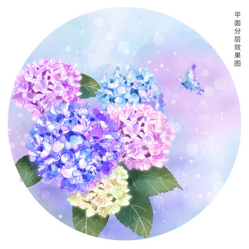 手繪繡球插畫