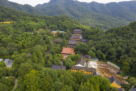 航拍杭州上天竺法喜寺