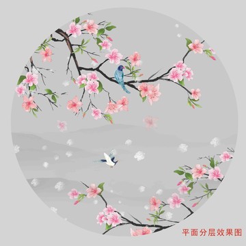 映山紅花鳥裝飾畫