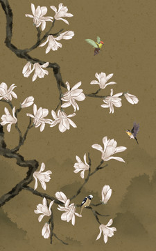 玉蘭花鳥屏風(fēng)