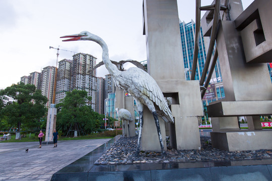 广西防城港白鹭公园白鹭雕塑