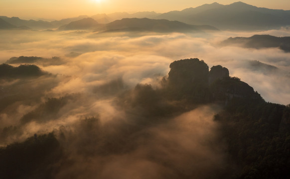 云海朝霞仙境浙江丽水东西岩