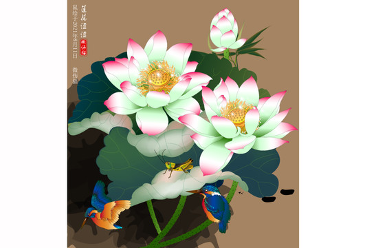 精品蓮花壁畫