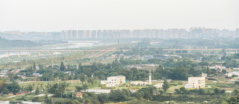 彭山污水处理厂城市全景