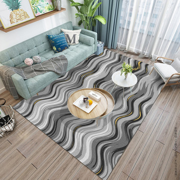 现代波浪灰色布纹地毯地垫