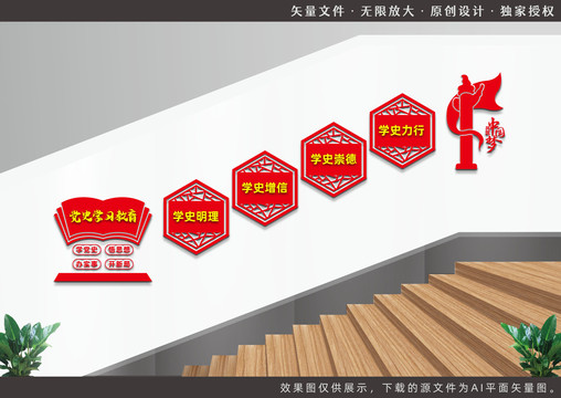 黨史學(xué)習(xí)樓梯文化墻