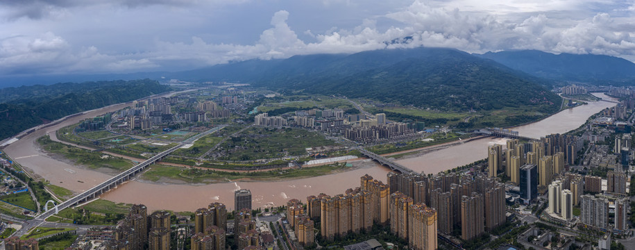 鸟瞰雅安市全景图