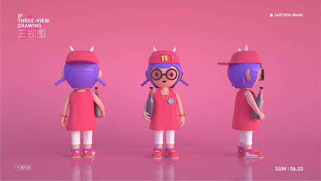 C4D卡通角色三視圖