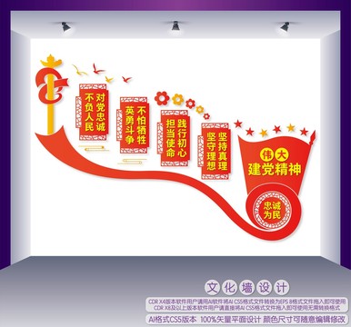 偉大建黨精神樓梯文化墻