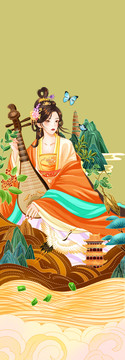 面條包裝插畫昭君小面
