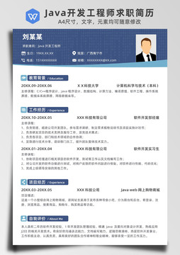 藍(lán)色Java開發(fā)工程師求職簡歷