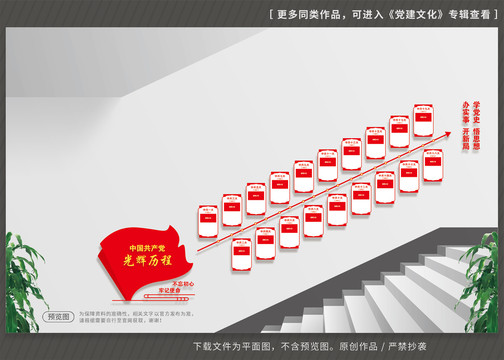 黨的光輝歷程樓梯文化墻
