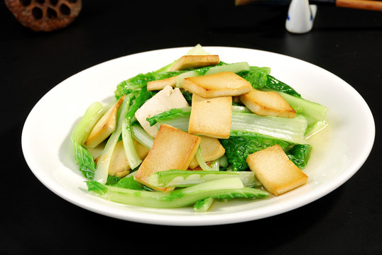 小白菜煎炕豆腐