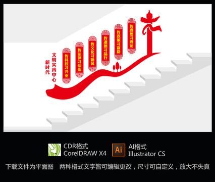 文明實踐站樓梯文化墻