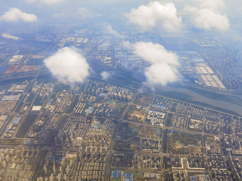 高空俯瞰祖国大地城市