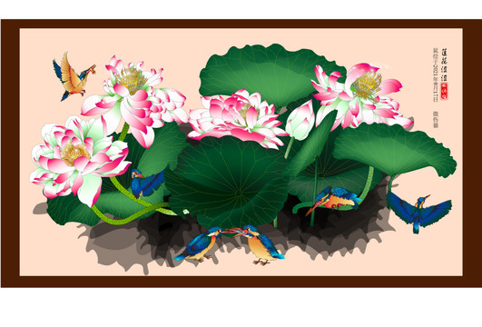 精品蓮花壁畫