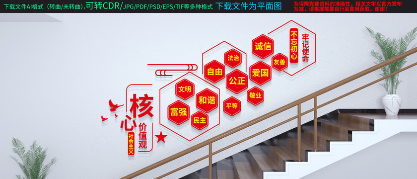 樓梯價(jià)值觀文化墻
