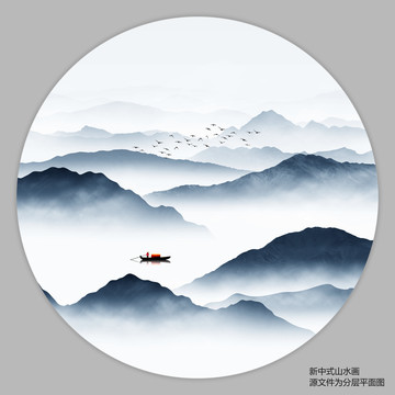 圆形山水画