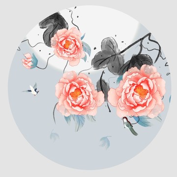 牡丹花插畫