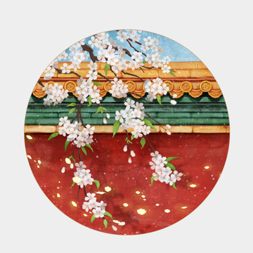 故宮紅墻梨花開
