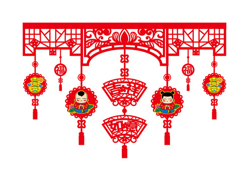 春節(jié)元素拉花剪紙