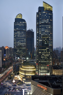 上海港汇恒隆广场城市风光夜景