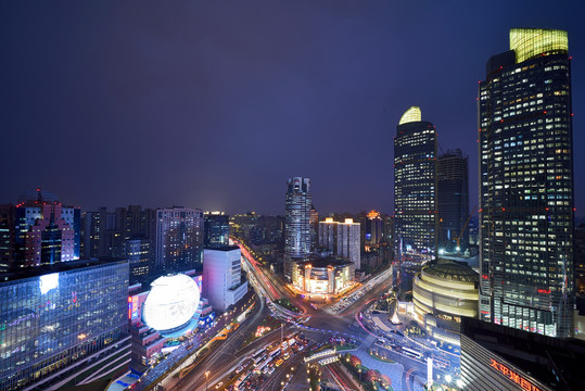 上海徐家汇城市风光夜景