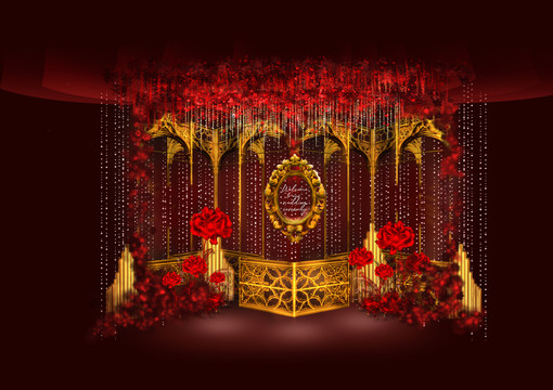 歐式紅金婚禮效果圖