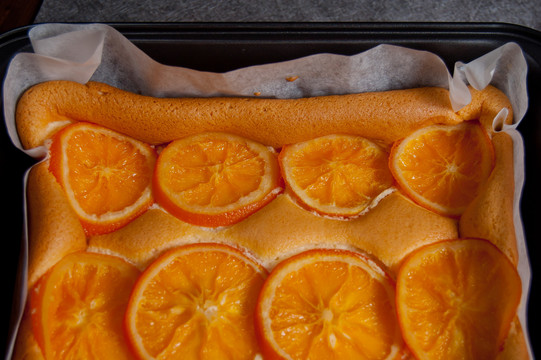 橙子蛋糕特写
